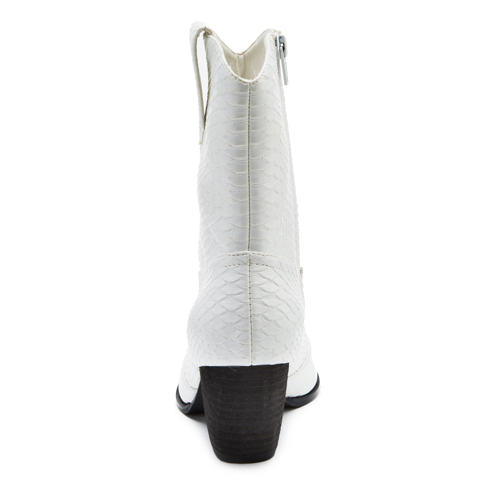 Bambi Western Boot in White Snake