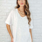 Basic Instinct Drop Shoulder V-Neck Tee in Ivory