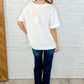 Basic Instinct Drop Shoulder V-Neck Tee in Ivory