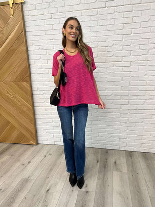 Basically Flowing Dolman Sleeve Top in Hot Pink - 1985 the VAULT Boutique