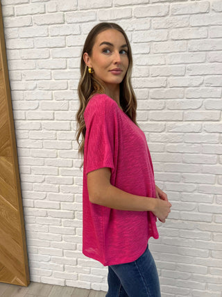 Basically Flowing Dolman Sleeve Top in Hot Pink - 1985 the VAULT Boutique