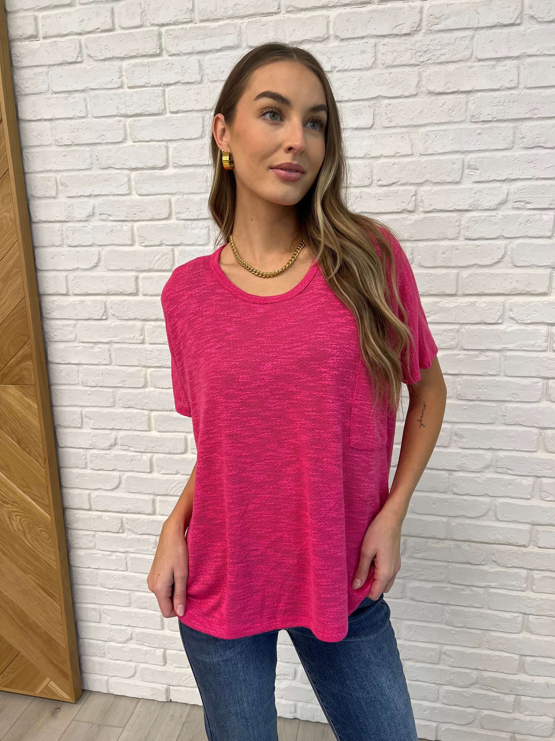 Basically Flowing Dolman Sleeve Top in Hot Pink - 1985 the VAULT Boutique
