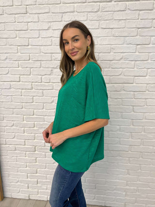 Basically Flowing Dolman Sleeve Top in Kelly Green - 1985 the VAULT Boutique