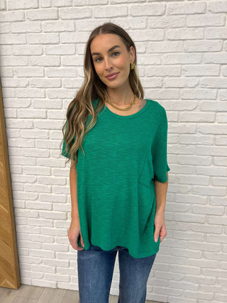 Basically Flowing Dolman Sleeve Top in Kelly Green - 1985 the VAULT Boutique