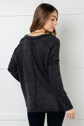 Basically Freezing Brushed Hacci Top in Black - 1985 the VAULT Boutique