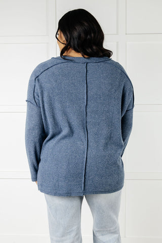 Basically Freezing Brushed Hacci Top in Dusty Blue - 1985 the VAULT Boutique