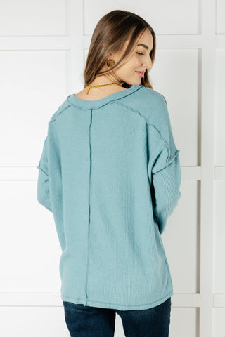 Basically Freezing Brushed Hacci Top in Dusty Teal - 1985 the VAULT Boutique