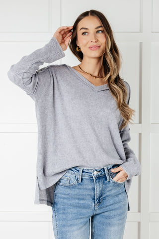 Basically Freezing Brushed Hacci Top in Heather Grey - 1985 the VAULT Boutique