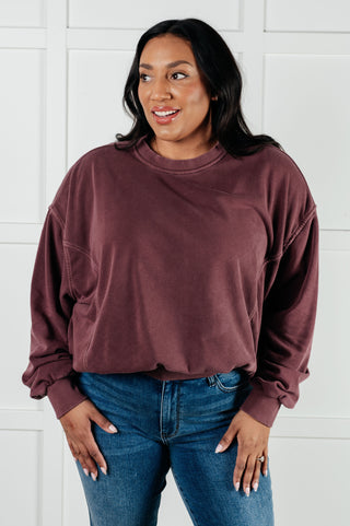 Beyond the Basics Pullover in Eggplant - 1985 the VAULT Boutique