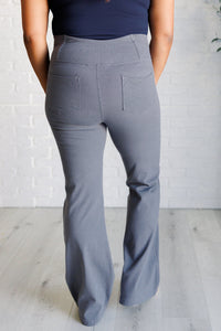 Building Habits Twill Flared Crossover Waist Pant in Titanium - 1985 the VAULT Boutique