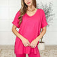 Buttery Soft V-Neck Bike Short Set in Hot Pink