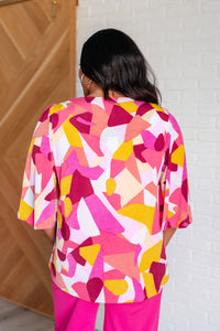 Cali Blouse in Magenta and Mustard Abstract - 1985 THE VAULT