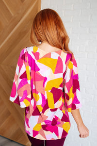 Cali Blouse in Magenta and Mustard Abstract - 1985 THE VAULT