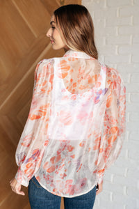 Call Me Back Sheer Floral Button Up Blouse - 1985 the VAULT Boutique