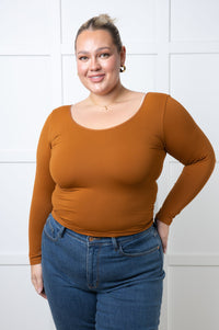 Bring in the Basics Seamless Reversible V-Neck Caramel - 1985 the VAULT Boutique