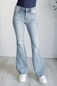 Caroline Mid Rise Control Top Distressed Flare Jeans - 1985 THE VAULT