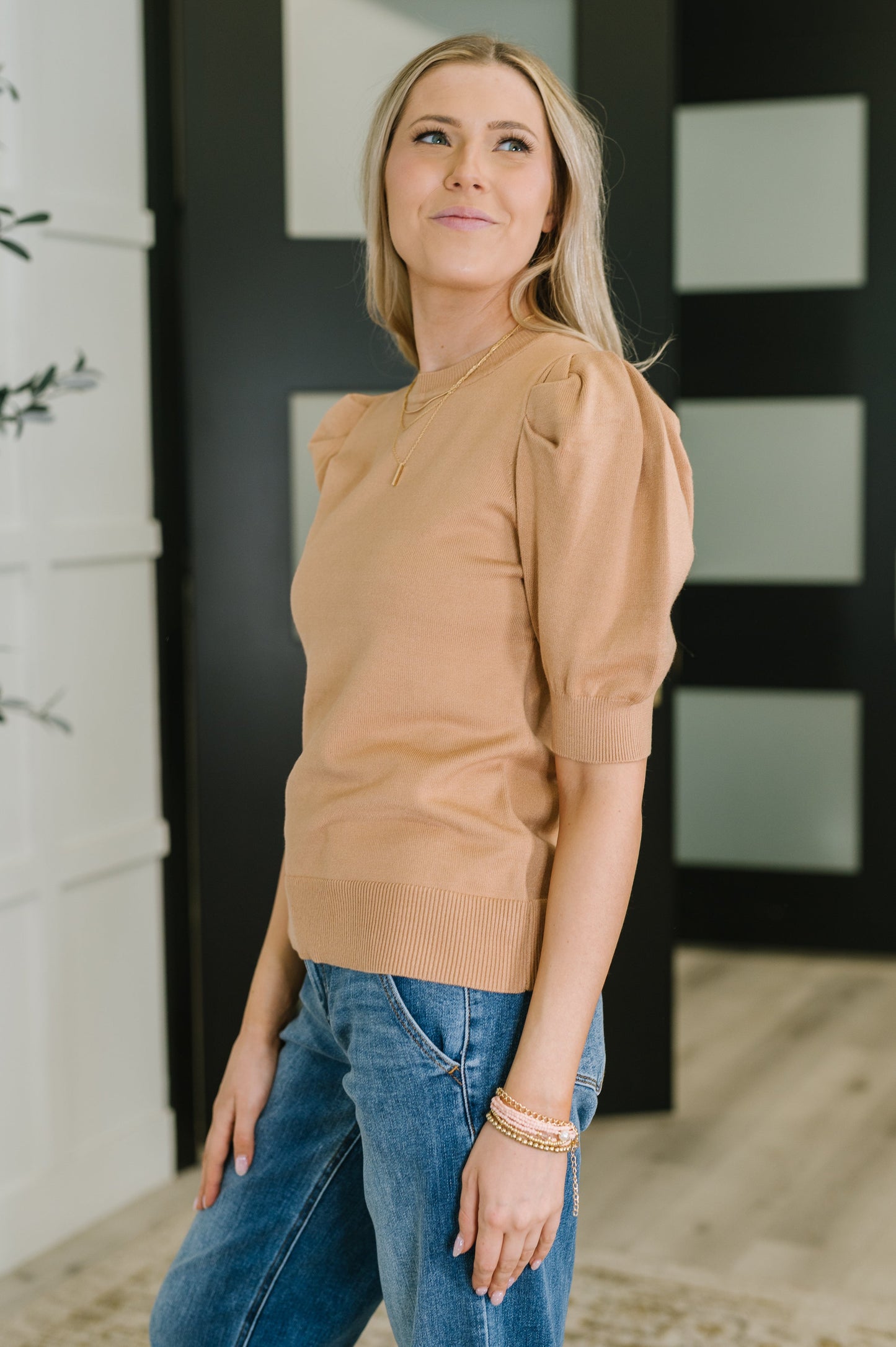 Casually Classy Puff Sleeve Blouse in Brush