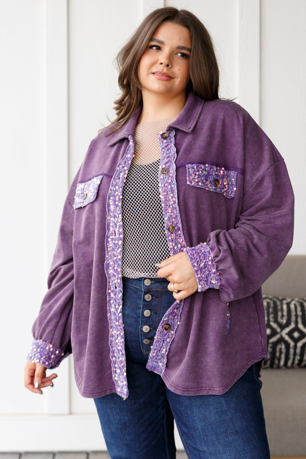 Chaos of Sequins Shacket in Purple - 1985 the VAULT Boutique