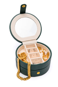 Circular Travel Jewelry Case in Green - 1985 the VAULT Boutique