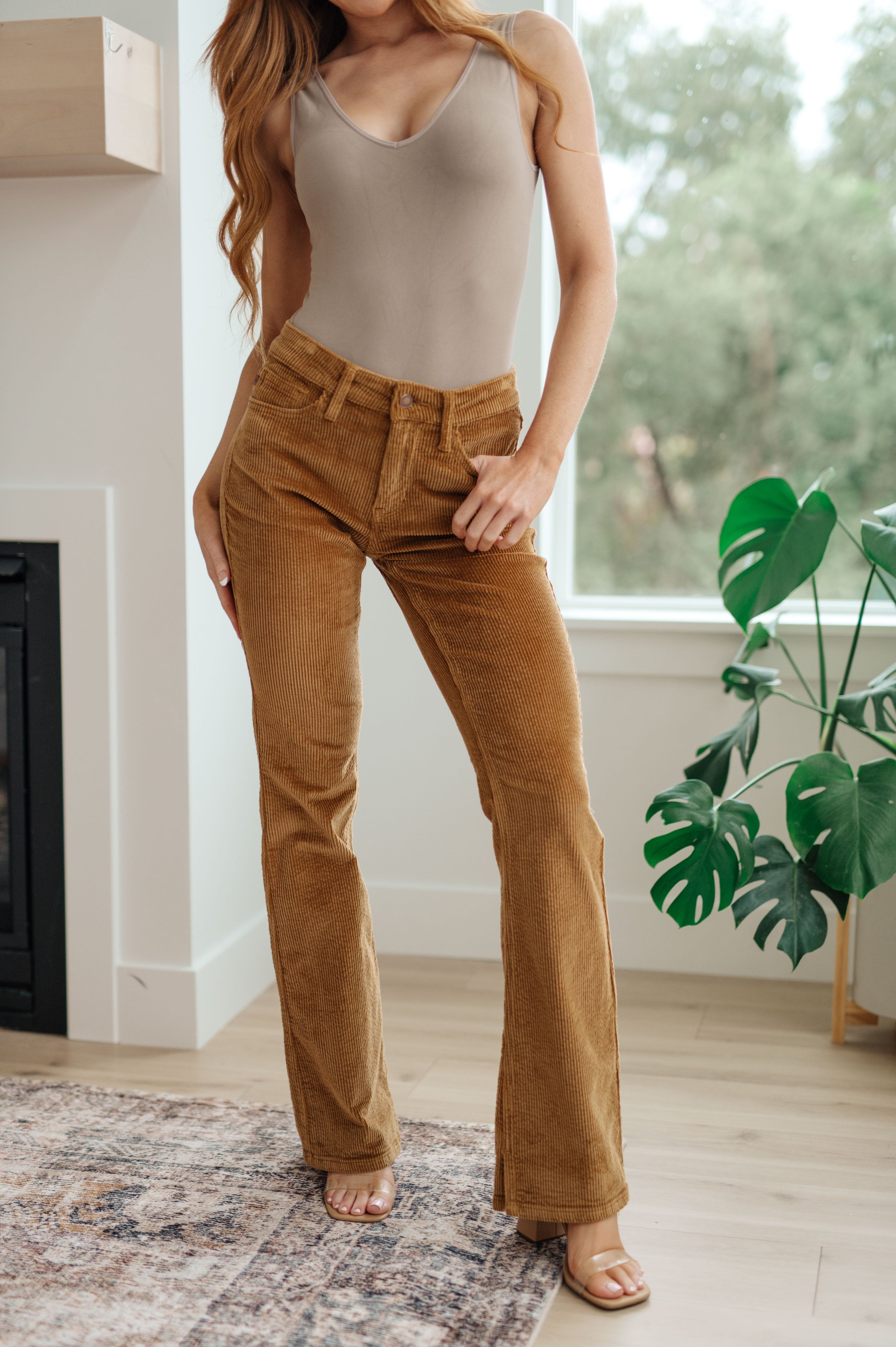 Cordelia Bootcut Corduroy Pants in Camel - 1985 the VAULT Boutique