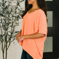 Counter Part Crinkle Woven V-Neck Top in Coral