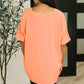 Counter Part Crinkle Woven V-Neck Top in Coral