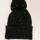 Cover Your Ears Pom Pom Beanie in Black