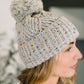 Cover Your Ears Pom Pom Beanie in Grey