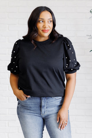 Diamonds and Pearls Puff Sleeve Top in Black - 1985 the VAULT Boutique