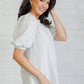 Diamonds and Pearls Puff Sleeve Top in Light Grey - 1985 the VAULT Boutique