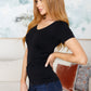 Basic Everyday Scoop Neck Short Sleeve Top in Black - 1985 the VAULT Boutique