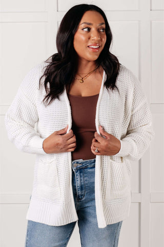 Everything Layer Waffle Knit Open Front Cardigan in Ivory