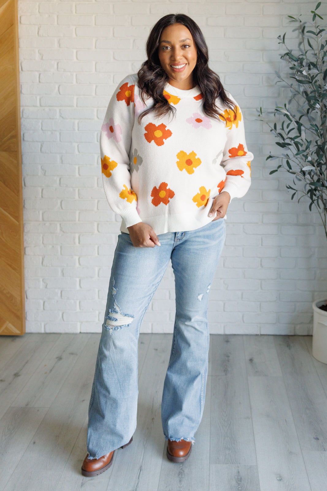 Falling Flowers Floral Sweater - 1985 the VAULT Boutique