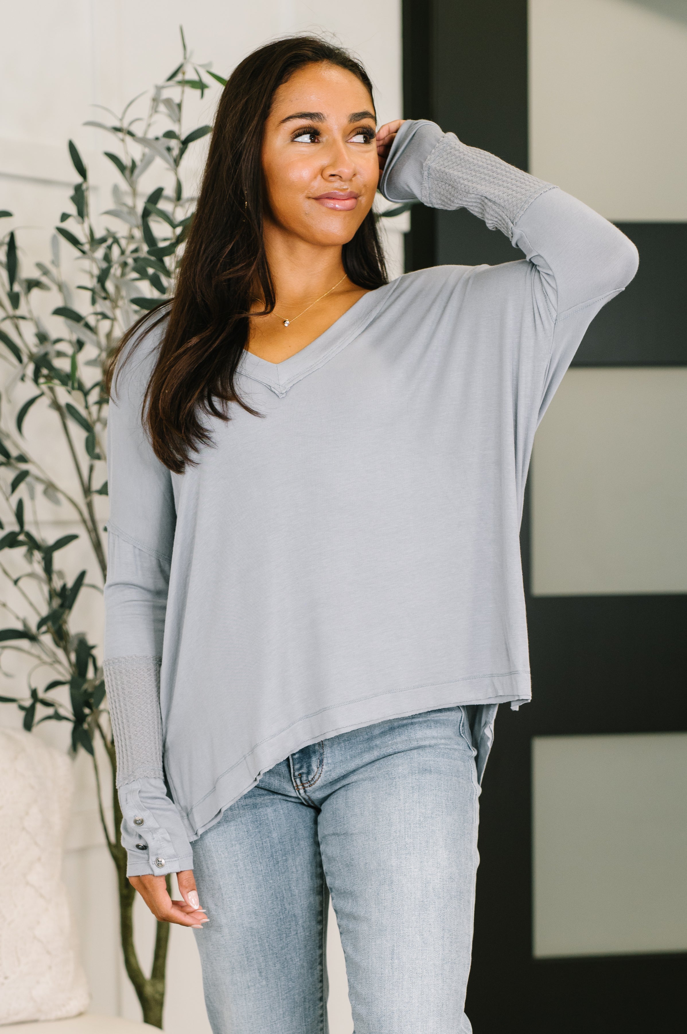 Feel That Something Contrast Sleeve Top