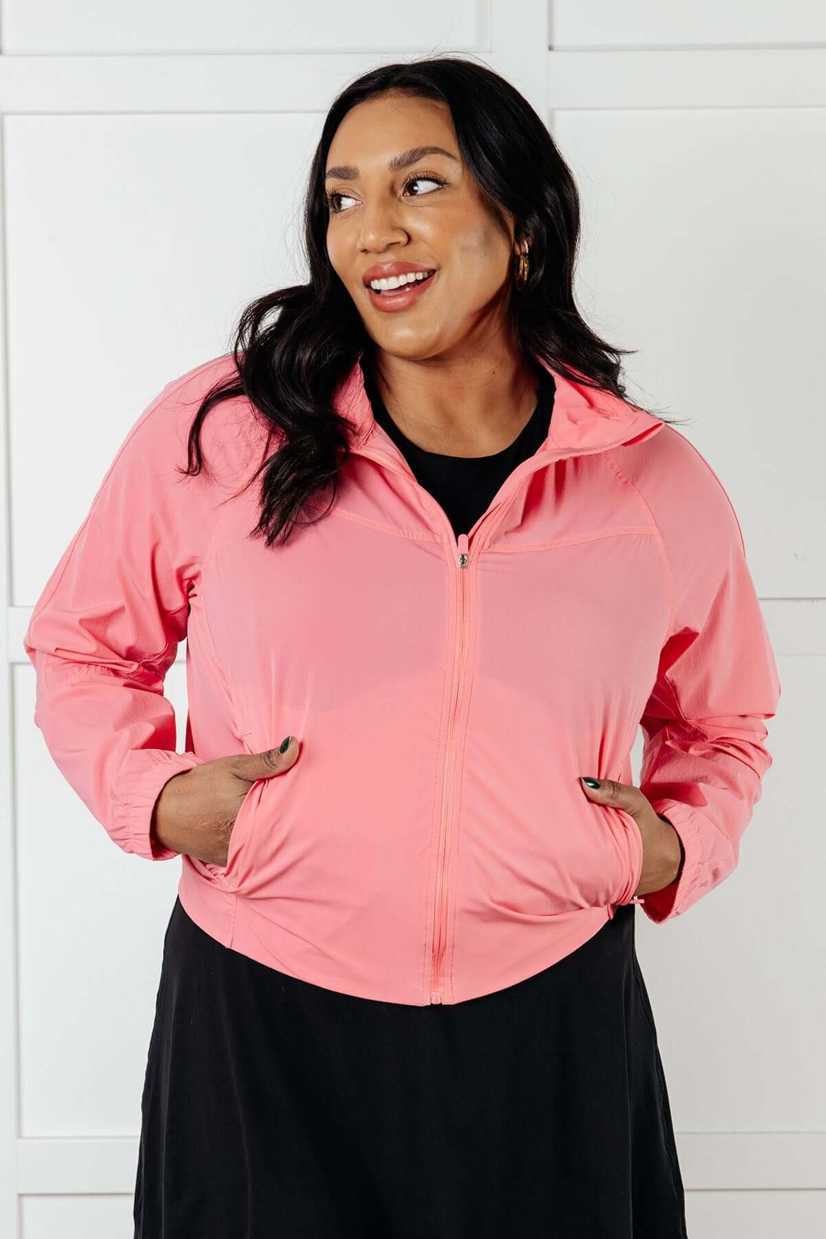 Fit Happens Nylon Tennis Jacket in Coral Rose - 1985 the VAULT Boutique