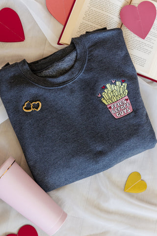 Fries Before Guys Embroidered Sweatshirt - 1985 the VAULT Boutique