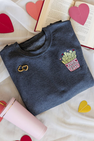 Fries Before Guys Embroidered Sweatshirt - 1985 the VAULT Boutique