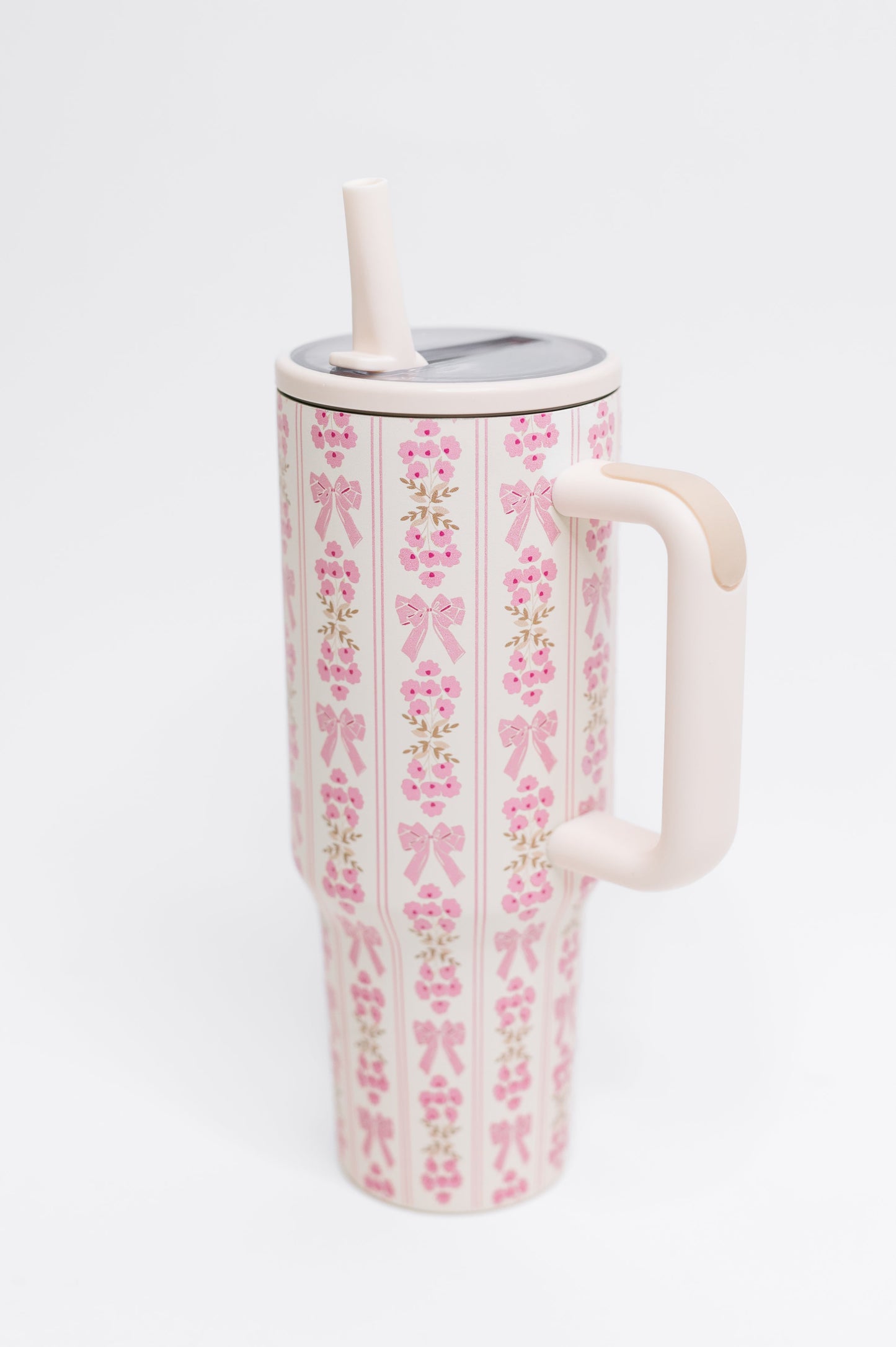 Girly Girl Bow and Floral Tumbler