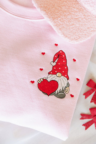 Valentine Gnome Embroidered Sweatshirt - 1985 the VAULT Boutique