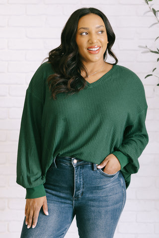 Good Things Are Coming V-Neck Top in Green - 1985 the VAULT Boutique