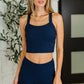 Gym and Juice Ribbed Knit Square Neck Tank in Navy