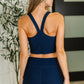 Gym and Juice Ribbed Knit Square Neck Tank in Navy