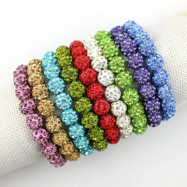 Colorful Crystals Elastic Pave Beaded Ball Bracelets - 1985 the VAULT Boutique