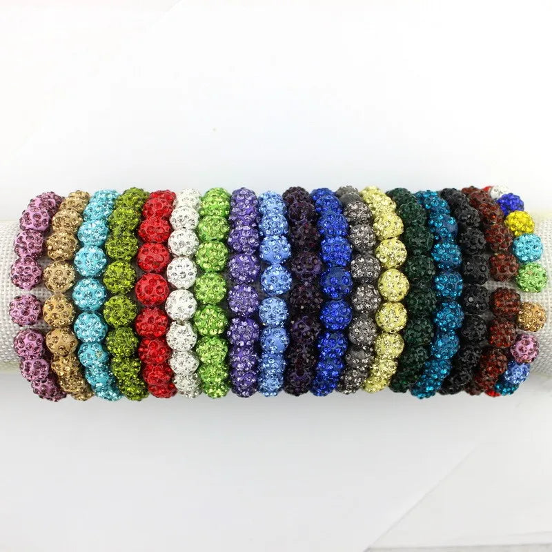 Colorful Crystals Elastic Pave Beaded Ball Bracelets - 1985 the VAULT Boutique