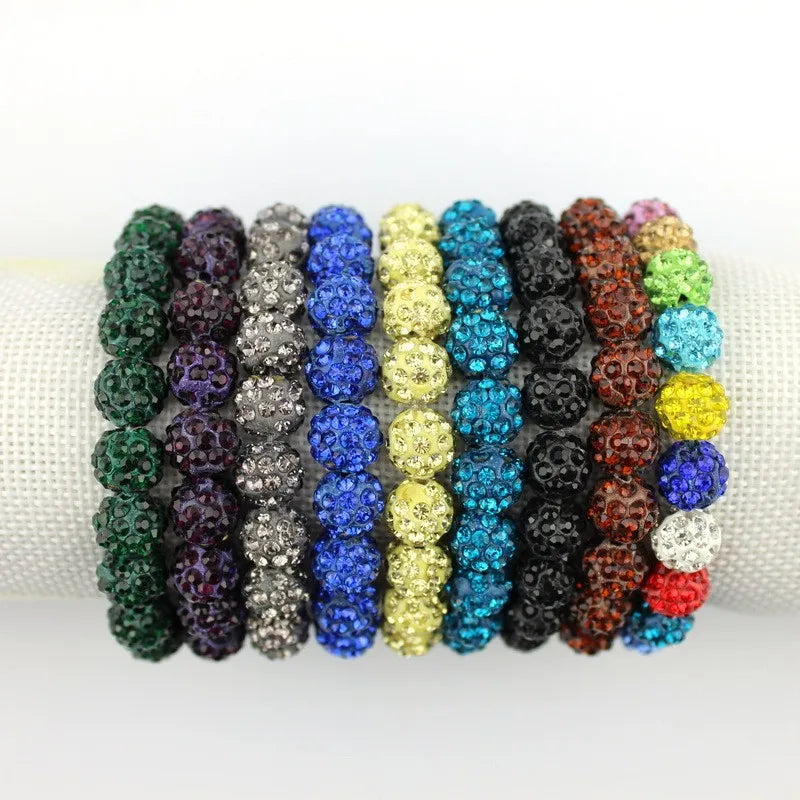 Colorful Crystals Elastic Pave Beaded Ball Bracelets - 1985 the VAULT Boutique