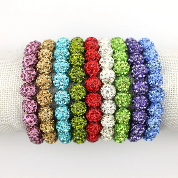 Colorful Crystals Elastic Pave Beaded Ball Bracelets - 1985 the VAULT Boutique