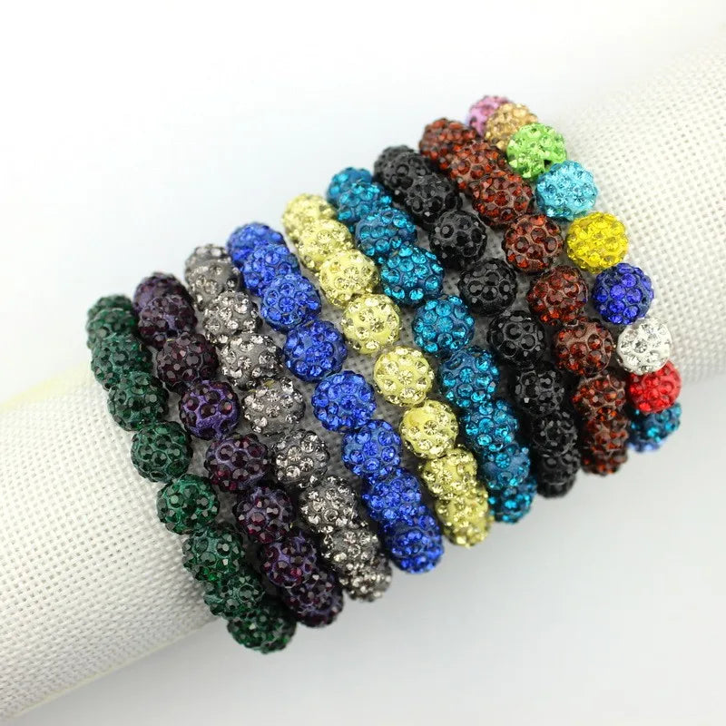 Colorful Crystals Elastic Pave Beaded Ball Bracelets - 1985 the VAULT Boutique