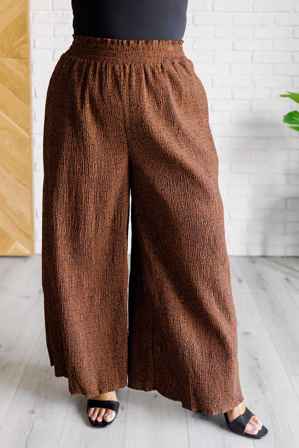 Harmony High Rise Wide Leg Pants in Brown - 1985 the VAULT Boutique