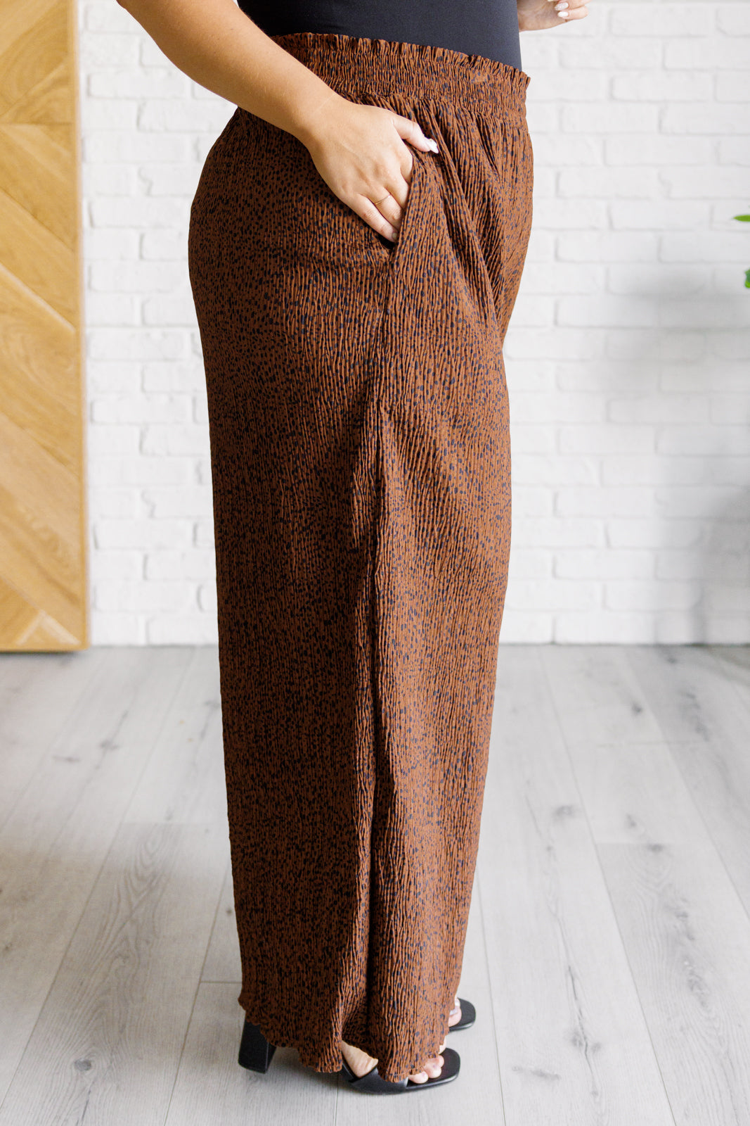 Harmony High Rise Wide Leg Pants in Brown - 1985 the VAULT Boutique