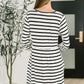 Haute Mess Scooped Hem Casual Dress in Black and White Striped